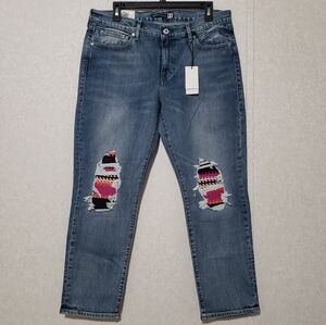 NEW....LEVI'S..Blue Jeans with Colorful Patchwork..SIZE:30/27